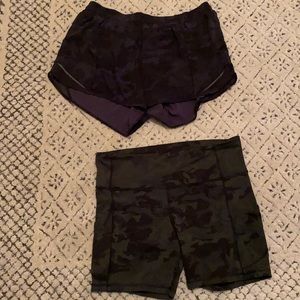 Lululemon biker shorts running shorts lot camo 14